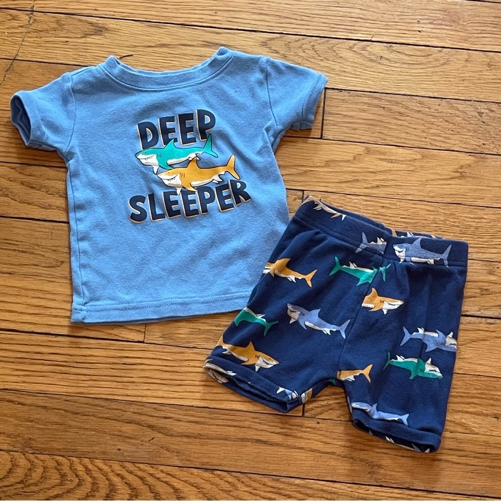 Old Navy Blue Shark Pajama Set for Kids - Picture 1 of 7